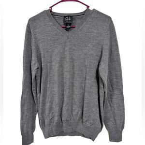 Jos. A. Bank Traveler 100% Merino Wool Gray Medium Men's V Neck Sweater